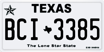 TX license plate BCI3385