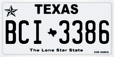 TX license plate BCI3386