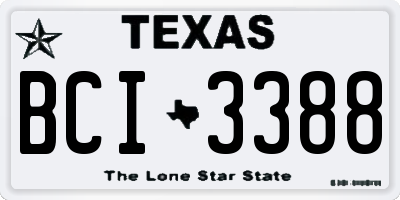 TX license plate BCI3388