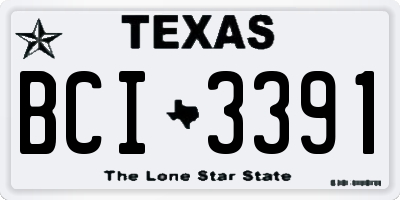 TX license plate BCI3391