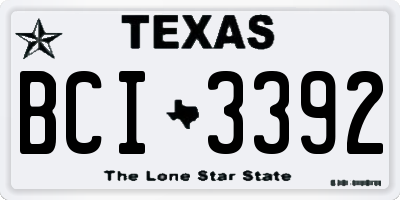 TX license plate BCI3392