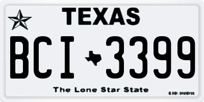 TX license plate BCI3399