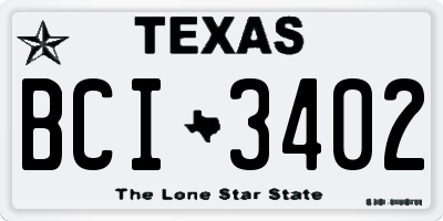 TX license plate BCI3402