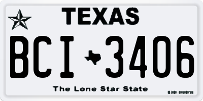 TX license plate BCI3406