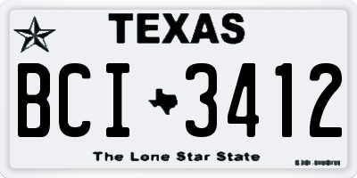 TX license plate BCI3412