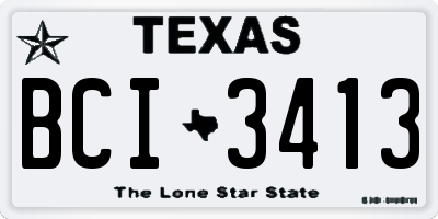 TX license plate BCI3413
