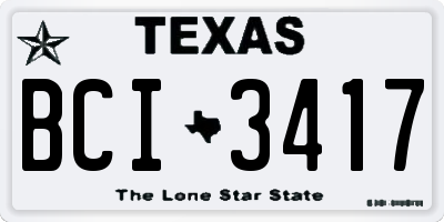 TX license plate BCI3417