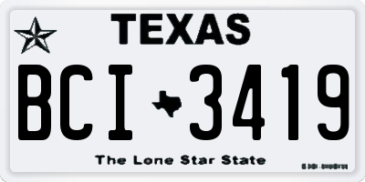 TX license plate BCI3419