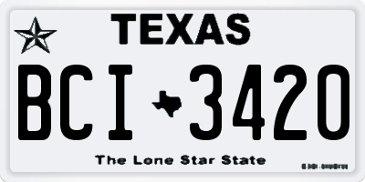 TX license plate BCI3420