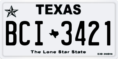 TX license plate BCI3421