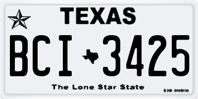 TX license plate BCI3425