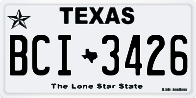 TX license plate BCI3426