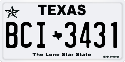 TX license plate BCI3431