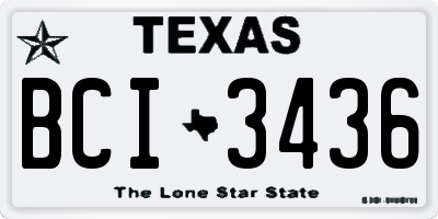 TX license plate BCI3436