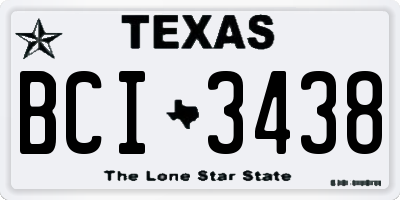TX license plate BCI3438