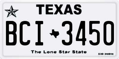 TX license plate BCI3450