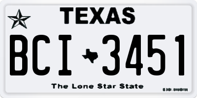 TX license plate BCI3451