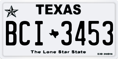 TX license plate BCI3453