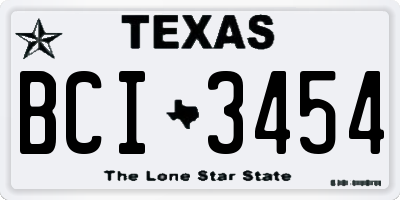 TX license plate BCI3454
