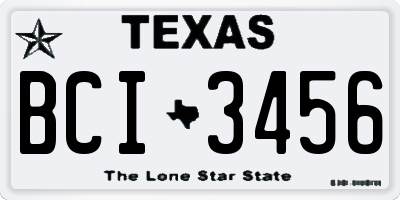 TX license plate BCI3456