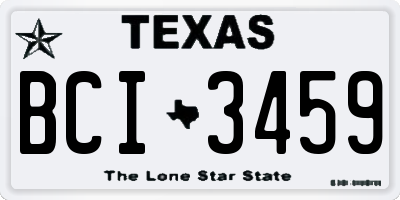 TX license plate BCI3459