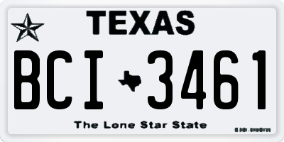 TX license plate BCI3461