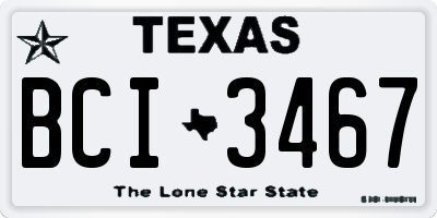 TX license plate BCI3467