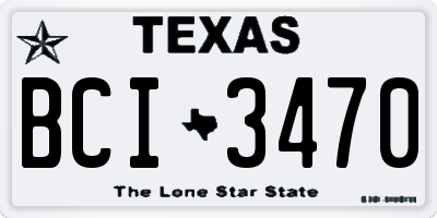 TX license plate BCI3470