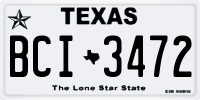 TX license plate BCI3472