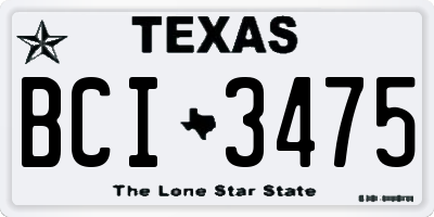 TX license plate BCI3475