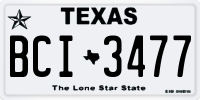 TX license plate BCI3477