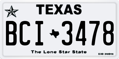 TX license plate BCI3478