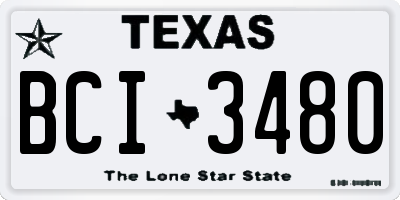 TX license plate BCI3480