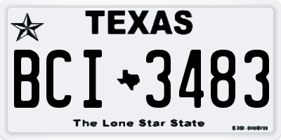 TX license plate BCI3483