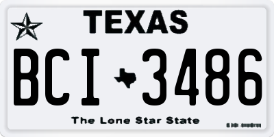 TX license plate BCI3486