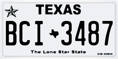 TX license plate BCI3487