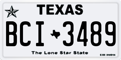TX license plate BCI3489