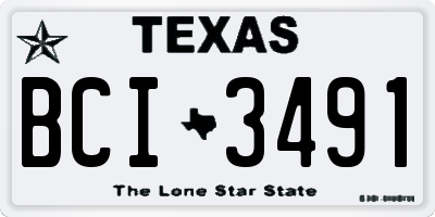 TX license plate BCI3491