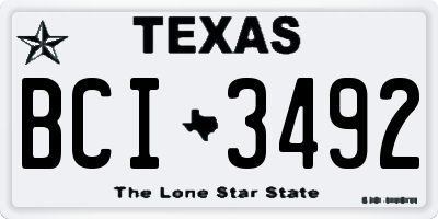 TX license plate BCI3492