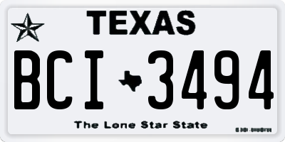 TX license plate BCI3494