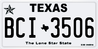 TX license plate BCI3506