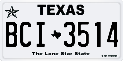 TX license plate BCI3514