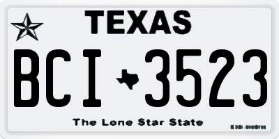 TX license plate BCI3523