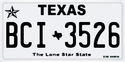 TX license plate BCI3526