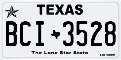 TX license plate BCI3528