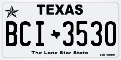 TX license plate BCI3530