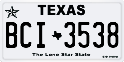 TX license plate BCI3538
