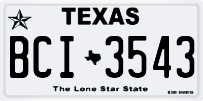 TX license plate BCI3543