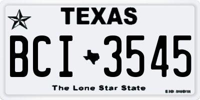 TX license plate BCI3545