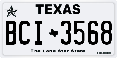 TX license plate BCI3568